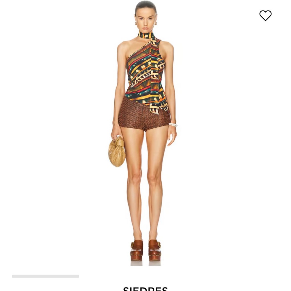 LEND - One shoulder printed top with necktie